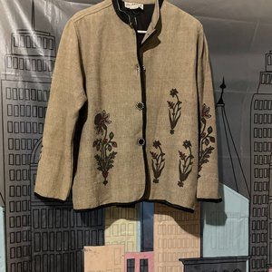 90's Flashback Label Boho Floral Embroidered Jacket
